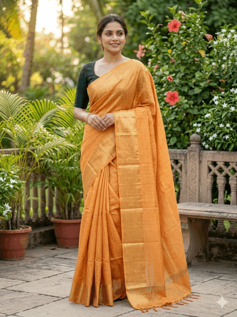 Kota Mini Check Mangalagiri Silk Saree