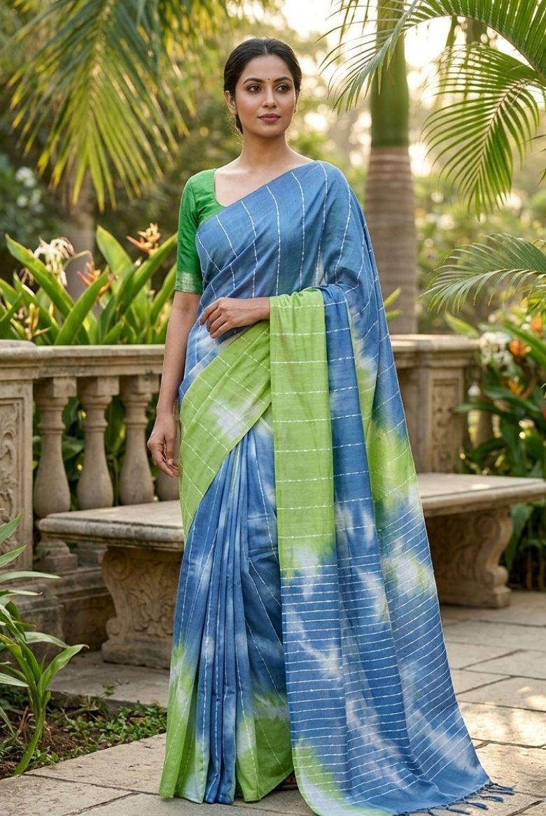 Kota Silk Tie and Dye Bandni Print Saree
