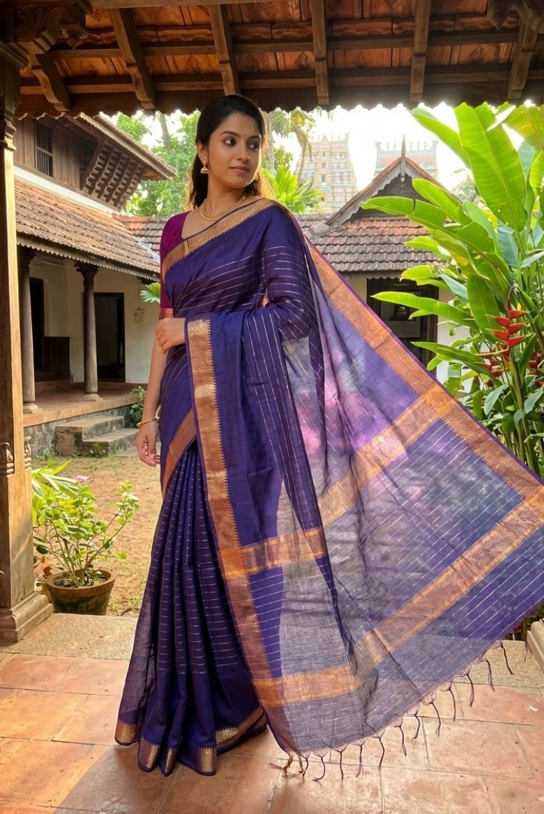 Blue Kota Mini Check Mangalagiri Silk